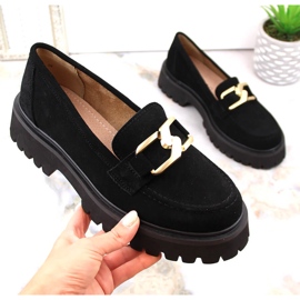 Filippo DP4916 mocasines de gamuza de cuero en la plataforma negro 6