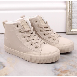 Deportivas infantiles aislantes con cordones y cremalleras beige Big Star MM374012 2
