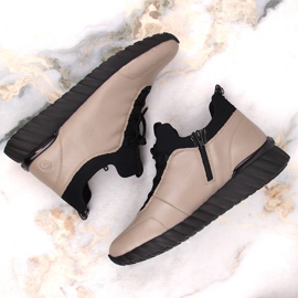 Botines de piel mujer botas insuladas beige Rieker Remonte D5977-01 5