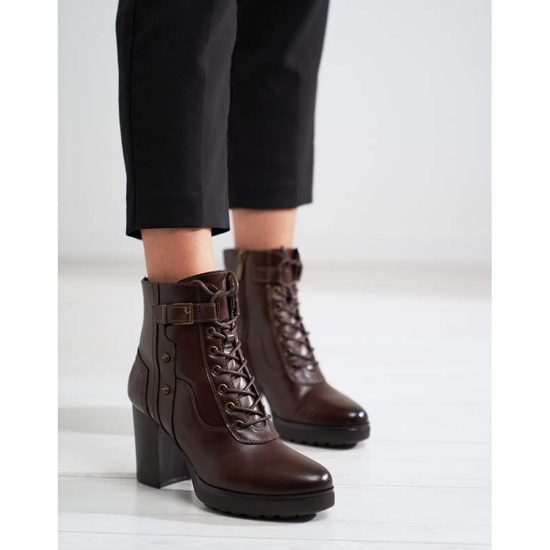 Bolsos de mujer con cordones en el poste Shelovet marrón. 1