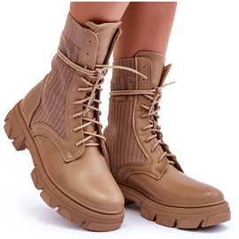 Botas Worker Con Cordones Para Mujer Beige Oscuro Marlissa 10
