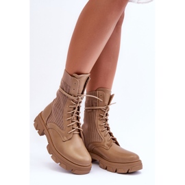 Botas Worker Con Cordones Para Mujer Beige Oscuro Marlissa 3