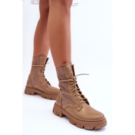 Botas Worker Con Cordones Para Mujer Beige Oscuro Marlissa 6