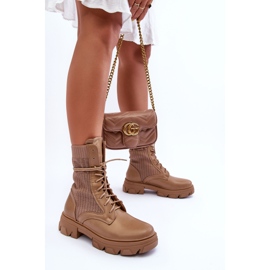 Botas Worker Con Cordones Para Mujer Beige Oscuro Marlissa 8