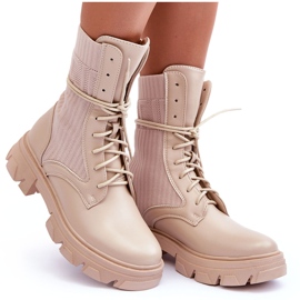 Botas Worker Con Cordones Mujer Beige Marlissa 10