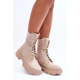 Botas Worker Con Cordones Mujer Beige Marlissa 6