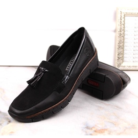Zapatos cuña mujer piel negra Rieker 53771 negro 1