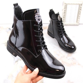 Botines lacados cordones y cremallera negros Potocki SZ12179 1