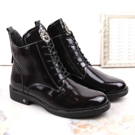 Botines lacados cordones y cremallera negros Potocki SZ12179 2
