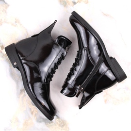 Botines lacados cordones y cremallera negros Potocki SZ12179 3