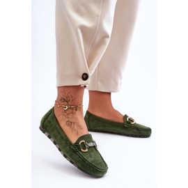 PG1 Mocasines De Mujer En Ante Con Adorno Dionira Verde 1