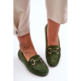 PG1 Mocasines De Mujer En Ante Con Adorno Dionira Verde 2