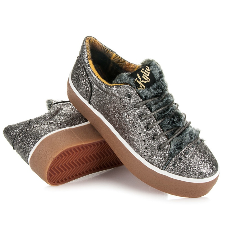 Kylie Zapatillas con pelo gris 1