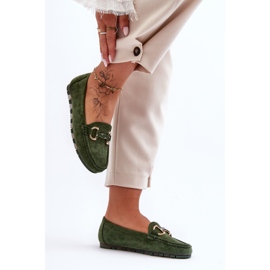 PG1 Mocasines De Mujer En Ante Con Adorno Dionira Verde 3