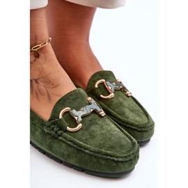 PG1 Mocasines De Mujer En Ante Con Adorno Dionira Verde 4