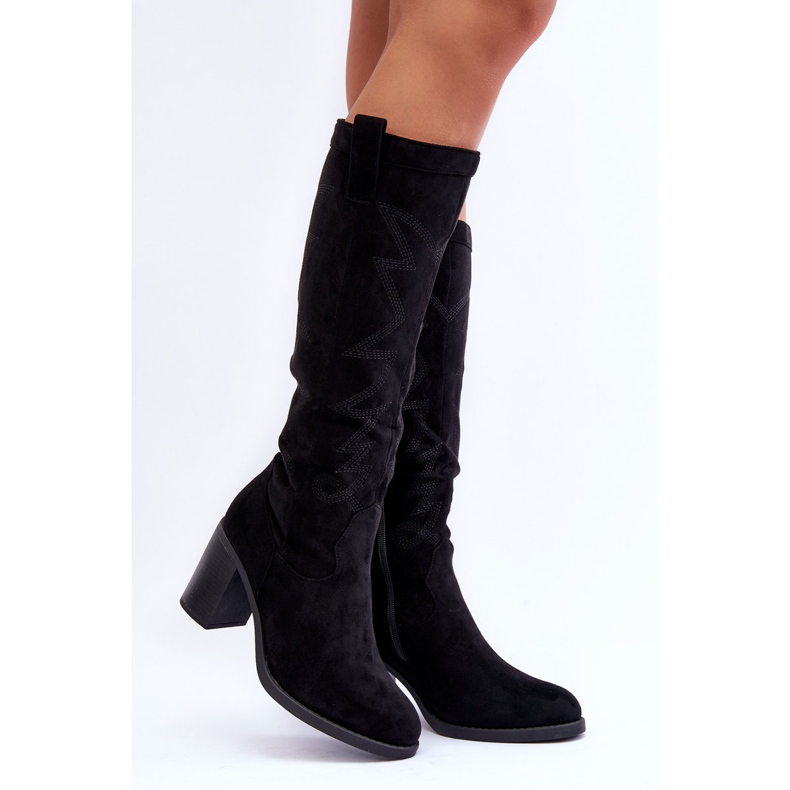 Day-Vine Botas Mujer Ante Tacón Negro Khabira 1