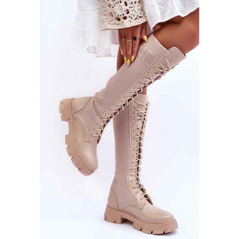 PS1 Botas Planas Calcetín Beige Itona 2 PS1 Botas Planas Calcetín Beige Itona 2