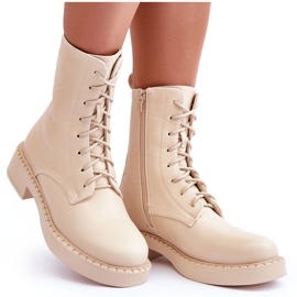 WS1 Botas Worker de tacón plano Aganne beige claro 11
