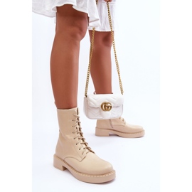 WS1 Botas Worker de tacón plano Aganne beige claro 9