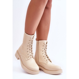WS1 Botas Worker de tacón plano Aganne beige claro 4