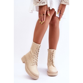 WS1 Botas Worker de tacón plano Aganne beige claro 6