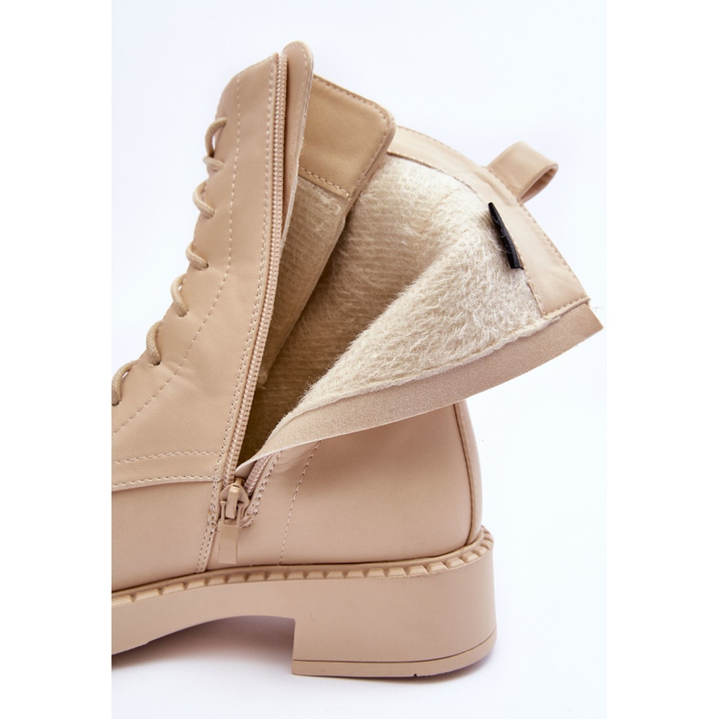 WS1 Botas Worker de tacón plano Aganne beige claro 2 WS1 Botas Worker de tacón plano Aganne beige claro 2