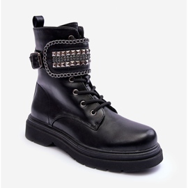 Botas de trabajo de cuero con tachuelas negras Kongei negro 1