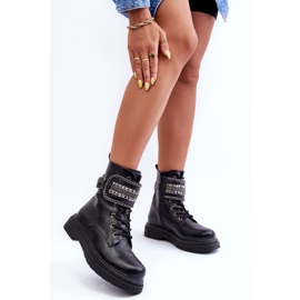 Botas de trabajo de cuero con tachuelas negras Kongei negro 3