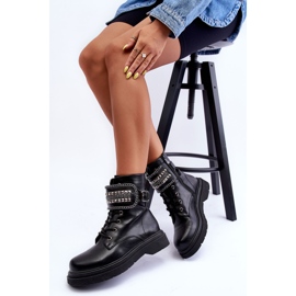 Botas de trabajo de cuero con tachuelas negras Kongei negro 7