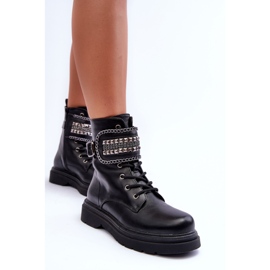 Botas de trabajo de cuero con tachuelas negras Kongei negro 5