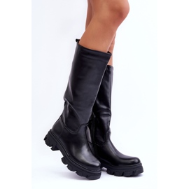 Sergio Leone Botas Mujer Piel Tacón Plano Negro Nenet 1