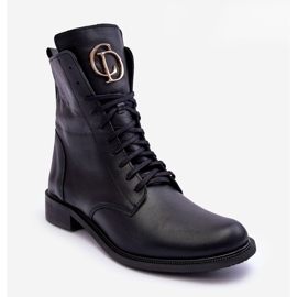 Botines Cordones Piel Con Adorno Negro Nicole 2750 1