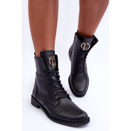 Botines Cordones Piel Con Adorno Negro Nicole 2750 5