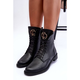 Botines Cordones Piel Con Adorno Negro Nicole 2750 7
