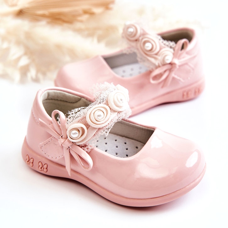 Bailarinas Infantiles Con Velcro Y Encaje, Rosa rosado 4 Bailarinas Infantiles Con Velcro Y Encaje, Rosa rosado 4