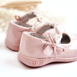 Bailarinas Infantiles Con Velcro Y Encaje, Rosa 5