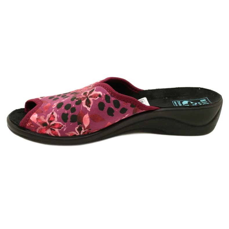 Pantuflas Mujer Terciopelo Adanex 28344 Granate con Flores negro 2