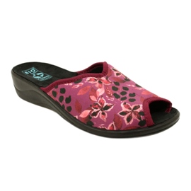 Pantuflas Mujer Terciopelo Adanex 28344 Granate con Flores negro 1