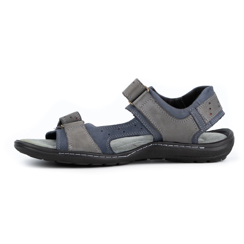 Olivier Sandalias hombre piel 295K azul marino con gris 1