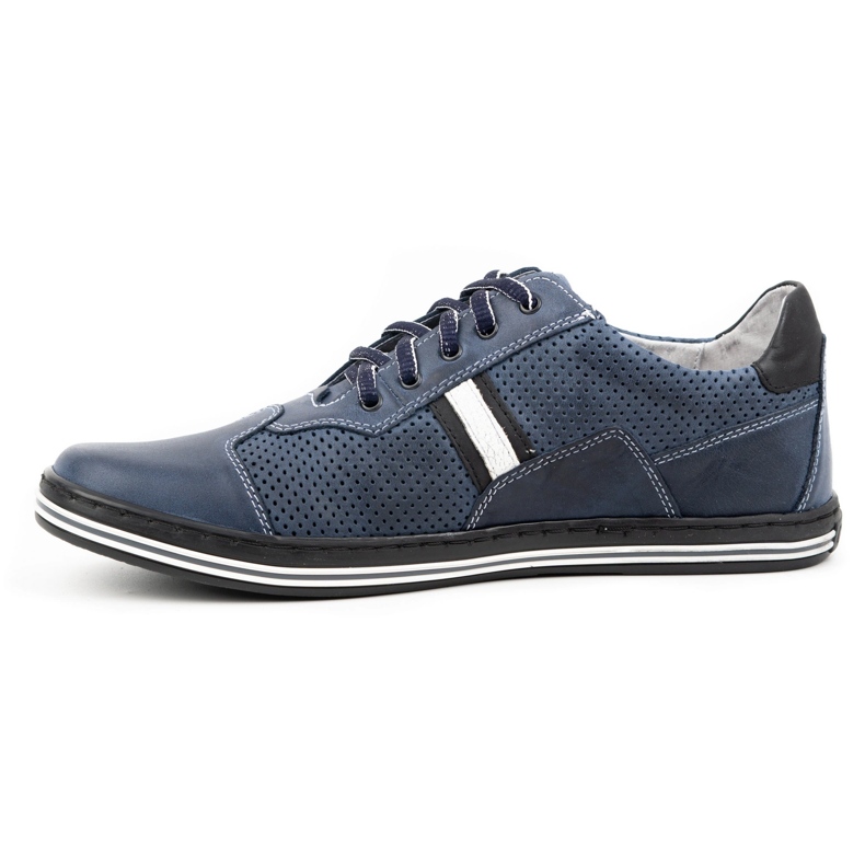 Polbut Zapatos casual hombre piel 1801P azul marino con blanco 1