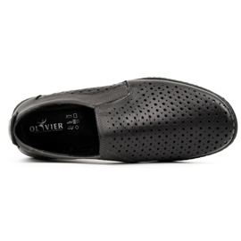 Olivier Mocasines de hombre calados para el verano 662 negro 8