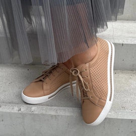 WASAK Zapatos mujer sneakers de piel 0675W marrón 7