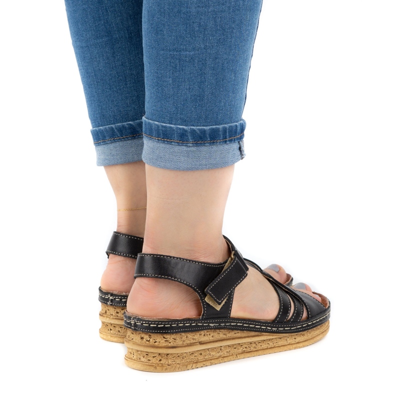 WASAK Sandalias mujer piel cómodas 0658W negro 1
