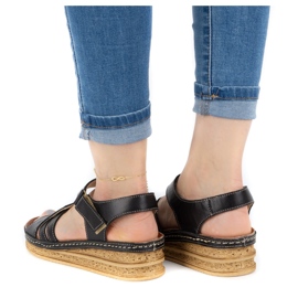 WASAK Sandalias mujer piel cómodas 0658W negro 2