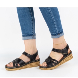WASAK Sandalias mujer piel cómodas 0658W negro 4