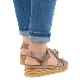 WASAK Sandalias mujer piel cómodas 0658W marrón beige 1