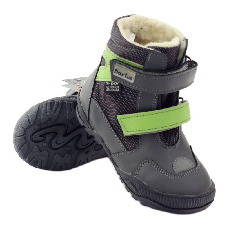 Bartuś botas Botas con membrana 315 para velcro gris/verde 3