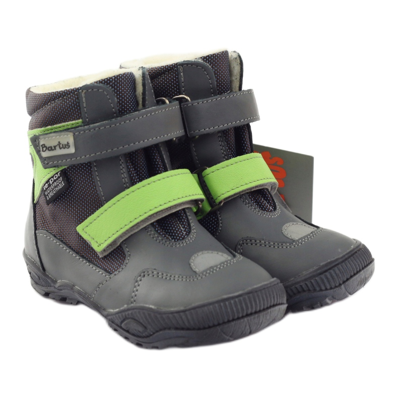 Bartuś botas Botas con membrana 315 para velcro gris/verde 4