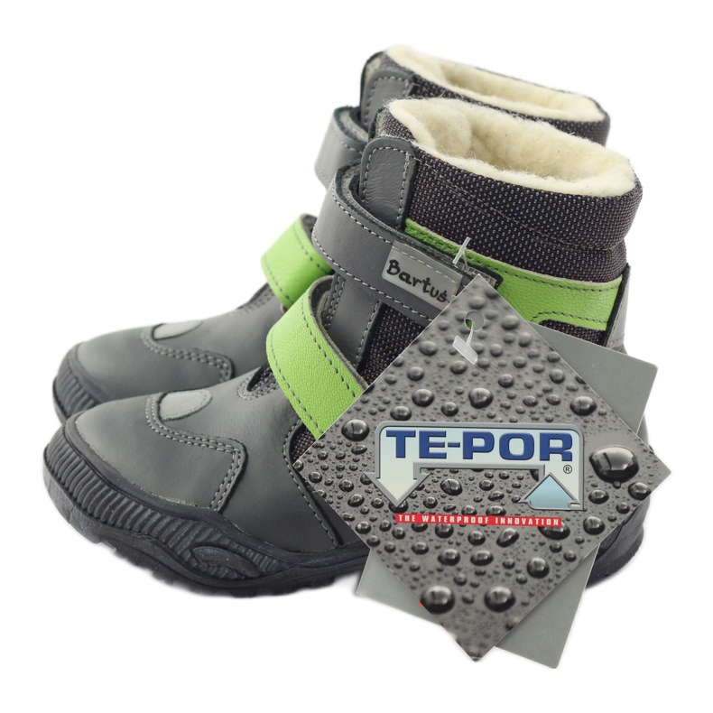 Bartuś botas Botas con membrana 315 para velcro gris/verde 5