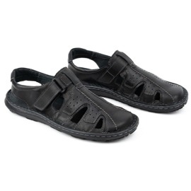 Olivier Sandalias hombre verano piel 678MA negro 3